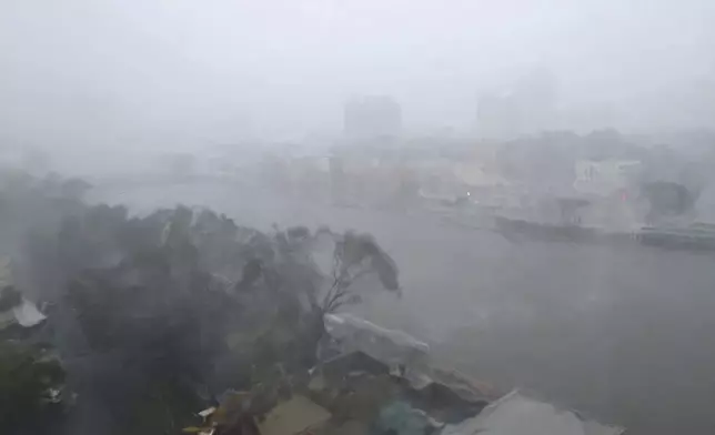 A view of Love River as Typhoon Krathon arrives in Kaohsiung, southern Taiwan, Thursday, Oct. 3, 2024. (AP Photo/Chiang Ying-ying)
