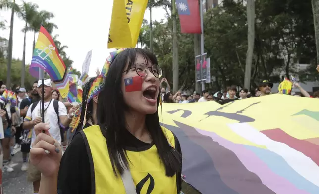 Participants attend the annual Taiwan LGBT Pride parade in Taipei, Taiwan, Saturday, Oct. 26, 2024. (AP Photo/Chiang Ying-ying)