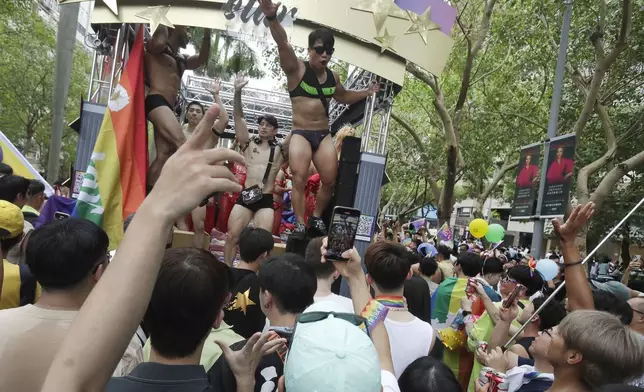 Participants attend the annual Taiwan LGBT Pride parade in Taipei, Taiwan, Saturday, Oct. 26, 2024. (AP Photo/Chiang Ying-ying)