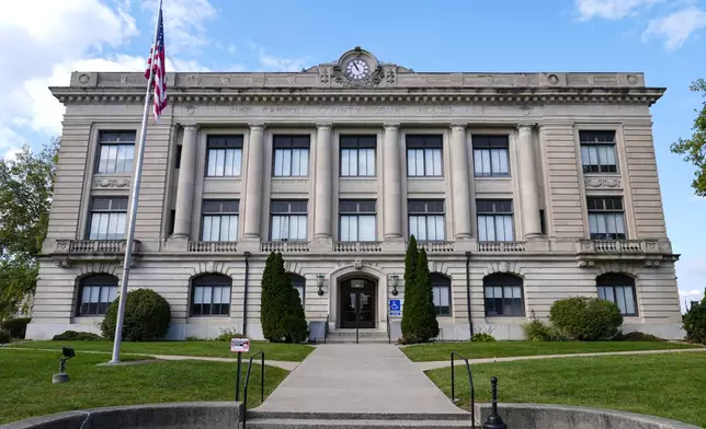 The Carrol County Court House is shown in Delphi, Ind., Tuesday, Oct. 1, 2024. (AP Photo/Michael Conroy)