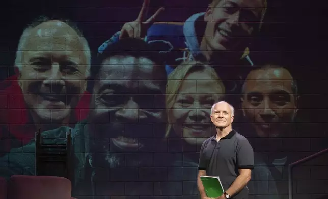 Dan Butler appears on stage during a performance of the off-Broadway play “Another Shot," in New York on Oct. 13, 2024. (Joan Marcus via AP)