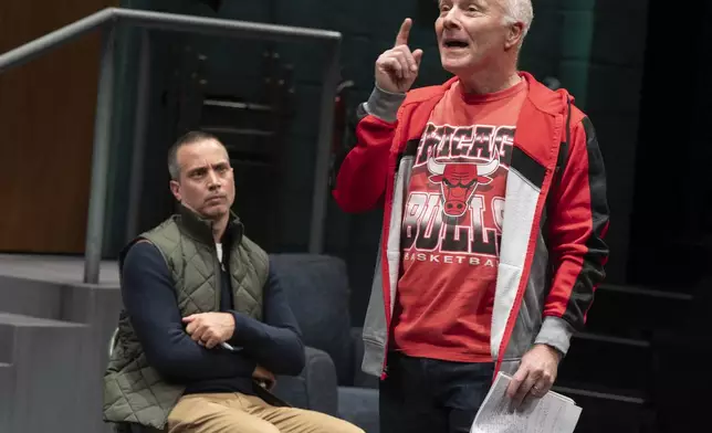 Gregg Mozgala, left, and Dan Butler appear on stage during a performance of the off-Broadway play “Another Shot," in New York on Oct. 13, 2024. (Joan Marcus via AP)