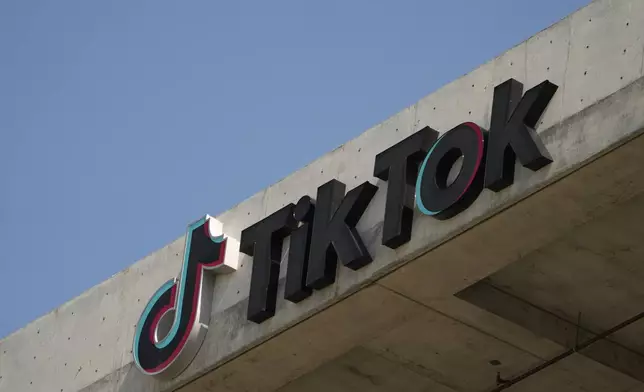 FILE - The TikTok logo is seen on their building in Culver City, Calif., March 11, 2024. (AP Photo/Damian Dovarganes, File)