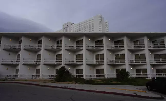 FILE - Lights adorn vacant rooms at the Tropicana hotel-casino Thursday, March 28, 2024, in Las Vegas. (AP Photo/John Locher, File)