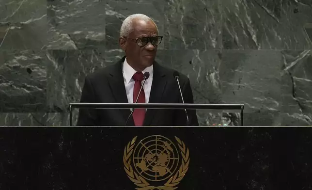 The president of Haiti's transitional presidential council, Edgard Leblanc Fils, addresses the 79th session of the United Nations General Assembly, Thursday, Sept. 26, 2024, at U.N. headquarters. (AP Photo/Frank Franklin II)