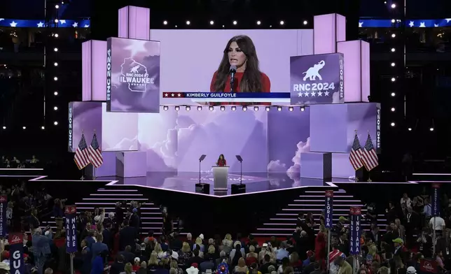 FILE - Kimberly Guilfoyle speaks during the Republican National Convention, July 17, 2024, in Milwaukee. (AP Photo/J. Scott Applewhite)