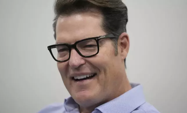 Utah Hockey Club general manager Bill Armstrong speaks during a interview at the new temporary practice facility, Sept. 17, 2024, in Kearns, Utah. (AP Photo/Rick Bowmer)