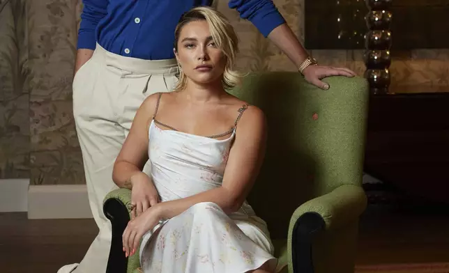 Andrew Garfield, left, and Florence Pugh pose for a portrait to promote the film "We Live in Time" on Tuesday, Sept. 10, 2024, in New York. (Photo by Matt Licari/Invision/AP)