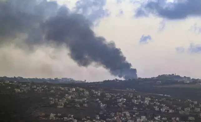 Smoke rises after an Israeli airstrike in the southern village of Chamaa, Lebanon, Saturday, Nov. 16, 2024. (AP Photo/Mohammed Zaatari)