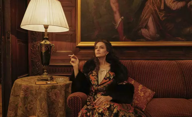 This image released by Netflix shows Angelina Jolie as Maria Callas in a scene from "Maria." (Pablo Larraín/Netflix via AP)