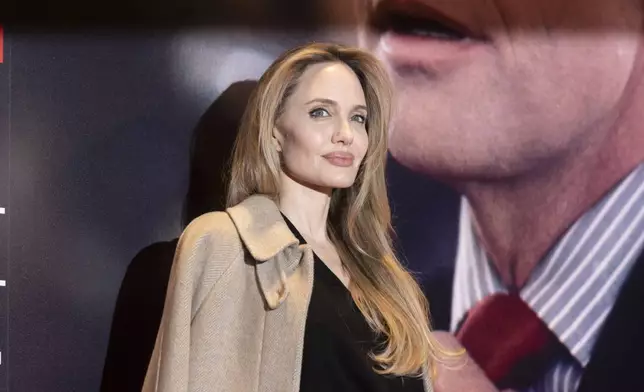 Angelina Jolie poses at the Turin Film Festival, in Turin, Italy, Sunday, Nov. 24, 2024. (Matteo Secci/LaPresse via AP)