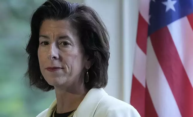 Secretary of Commerce Gina Raimondo speaks at the convening of the International Network of AI Safety Institutes at the Golden Gate Club at the Presidio in San Francisco, Wednesday, Nov. 20, 2024. (AP Photo/Jeff Chiu)