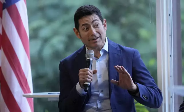 Tino Cuéllar, President of the Carnegie Endowment for International Peace, speaks on a panel at the convening of the International Network of AI Safety Institutes at the Golden Gate Club at the Presidio in San Francisco, Wednesday, Nov. 20, 2024. (AP Photo/Jeff Chiu)