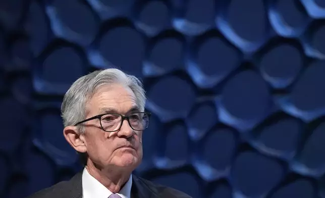 Federal Reserve Chair Jerome Powell listens to a question from the moderator on the stage during a Dallas Regional Chamber event in Music Hall at Fair Park Thursday, Nov. 14, 2024, in Dallas. (AP Photo/LM Otero)