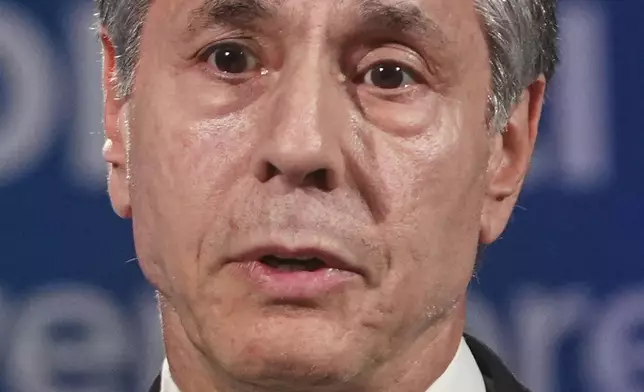 U.S. Secretary of State Antony Blinken holds a press conference at the end of the G7 of foreign Ministers in Fiuggi, some 70 kilometers south-east of Rome, Tuesday, Nov. 26, 2024. (AP Photo/Alessandra Tarantino, Pool)