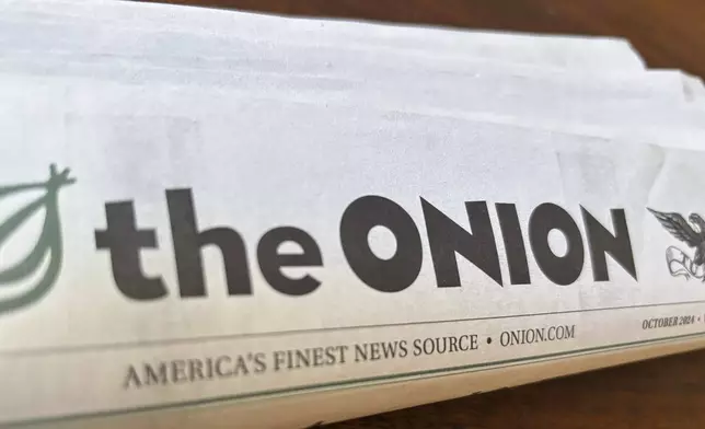 A copy of the satirical outlet The Onion is seen Thursday, Nov. 14, 2024, in Little Rock, Ark. (AP Photo/Jill Bleed)