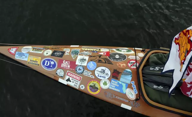 A detail of Peter Frank's canoe is shown Thursday, Nov. 7, 2024 in Annapolis, Md. (AP Photo/Brian Witte)