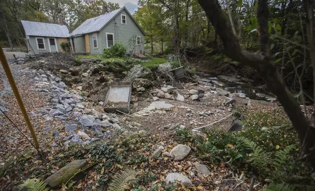 The flood-damaged property of John and Jenny Mackenzie is shown on Sept. 23, 2024. (AP Photo/Dmitri Beliakov)