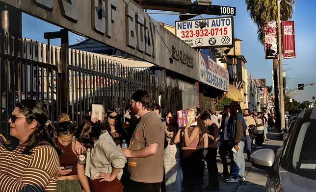 Anora movie fans line up down the block at a merchandise Pop-Up event for the movie Anora on Saturday, Nov. 9, 2024 in Los Angeles. (AP Photo/Richard Vogel)