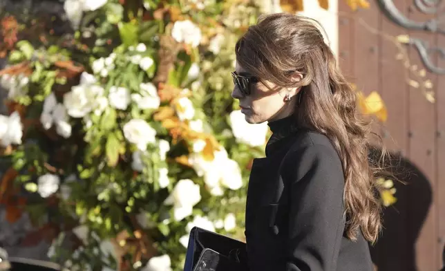 Singer Cheryl Tweedy walks, after the funeral service for One Direction singer Liam Payne, at St Mary's Church in Amersham, England, Wednesday, Nov. 20, 2024. (Andrew Matthews/PA via AP)