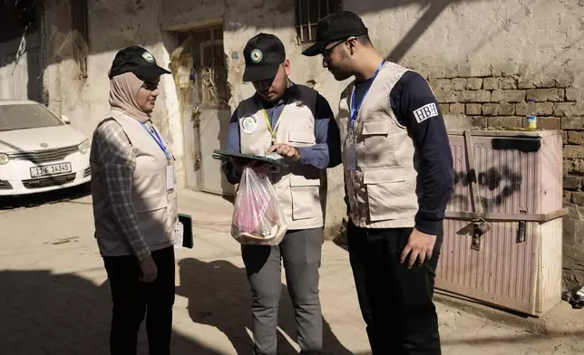 Workers prepare to collect information from the public as Iraq began its first nationwide population census in decades, in Baghdad, Iraq Wednesday, Nov. 20, 2024. (AP Photo/Hadi Mizban)