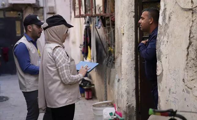 Workers prepare to collect information from the public as Iraq began its first nationwide population census in decades, in Baghdad, Iraq Wednesday, Nov. 20, 2024. (AP Photo/Hadi Mizban)