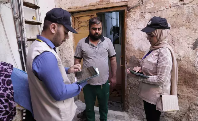 Workers prepare to collect information from the public as Iraq began its first nationwide population census in decades, in Baghdad, Iraq Wednesday, Nov. 20, 2024. (AP Photo/Hadi Mizban)