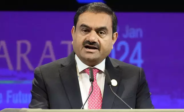 FILE - India's Adani Group Chairman Gautam Adani addresses the Vibrant Gujarat Global Summit in Gandhinagar, India, Jan.10, 2024. (AP Photo/Ajit Solanki, File)