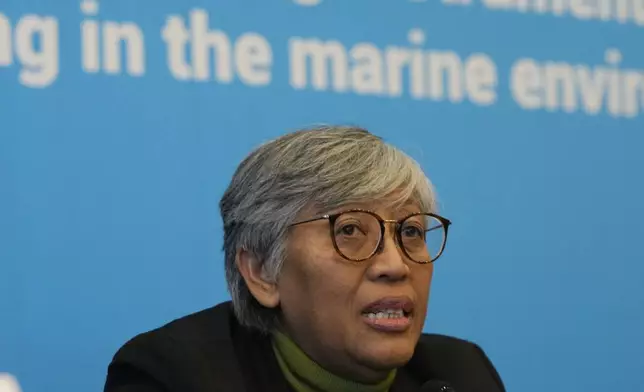 Yuyun Ismawati, Co-chair of the International Pollutants Elimination Network (IPEN), speaks during a press conference with IPEN members at the fifth session of the Intergovernmental Negotiating Committee on Plastic Pollution in Busan, South Korea, Friday, Nov. 29, 2024. (AP Photo/Ahn Young-joon)