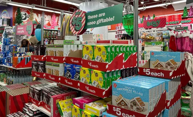 Items on sale for $5 are displayed at a Five Below store on Sunday, Nov. 24, 2024, in New York. (AP Photo/Anne D'Innocenzio)