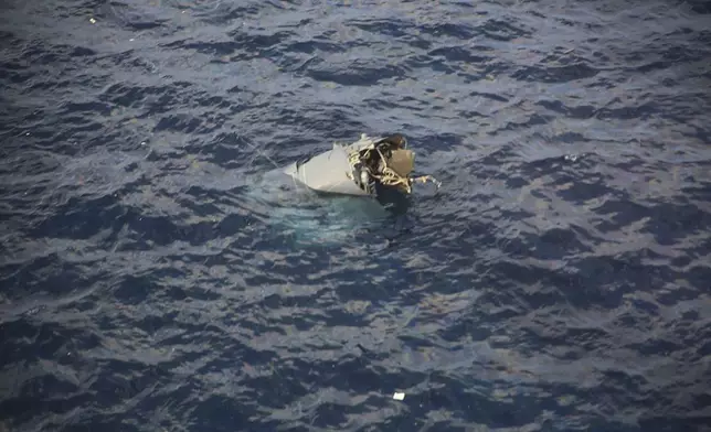 In this photo provided by Japan Coast Guard, debris believed to be from a U.S. military Osprey aircraft is seen off the coast of Yakushima Island in Kagoshima Prefecture in Japan Nov. 29, 2023. (Japan Coast Guard via AP)