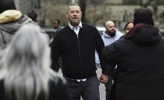 Pat King, a prominent figure in Canada’s trucker protests against COVID-19 restrictions in 2022, arrives at court in Ottawa, Ontario, Friday, Nov. 22, 2024. (Sean Kilpatrick/The Canadian Press via AP)