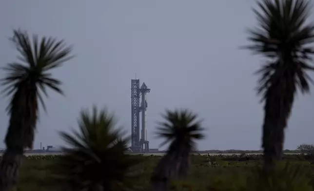 SpaceX's mega rocket Starship is prepared for an afternoon test flight from Starbase in Boca Chica, Texas, Tuesday, Nov. 19, 2024. (AP Photo/Eric Gay)