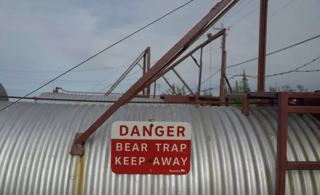 A polar bear trap sits outside the Polar Bear Holding Facility, Sunday, Aug. 4, 2024, in Churchill, Manitoba. (AP Photo/Joshua A. Bickel)