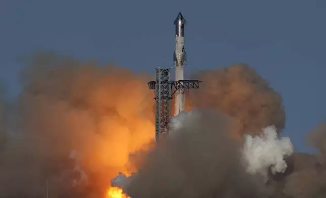 SpaceX's mega rocket Starship lifts off for a test flight from Starbase in Boca Chica, Texas, Tuesday, Nov. 19, 2024. (AP Photo/Eric Gay)