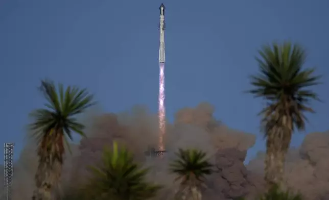 SpaceX's mega rocket Starship lifts off for a test flight from Starbase in Boca Chica, Texas, Tuesday, Nov. 19, 2024. (AP Photo/Eric Gay)