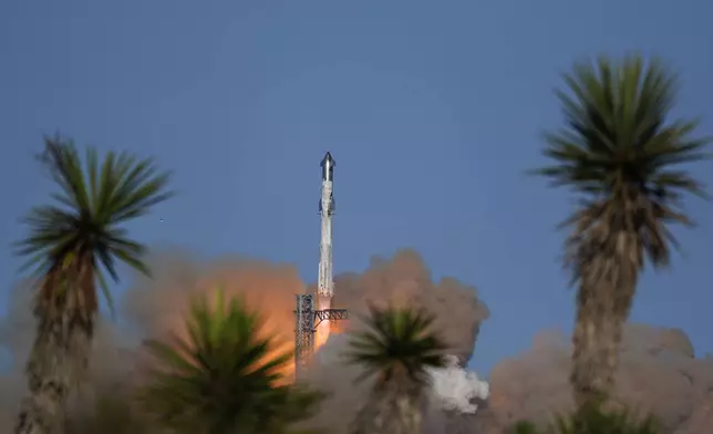 SpaceX's mega rocket Starship lifts off for a test flight from Starbase in Boca Chica, Texas, Tuesday, Nov. 19, 2024. (AP Photo/Eric Gay)