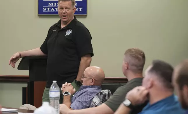 Border Patrol Chaplaincy program manager Spencer Hatch teaches during the Border Patrol Chaplain Academy class, Wednesday, Nov. 20, 2024, in Dania Beach, Fla. (AP Photo/Marta Lavandier)