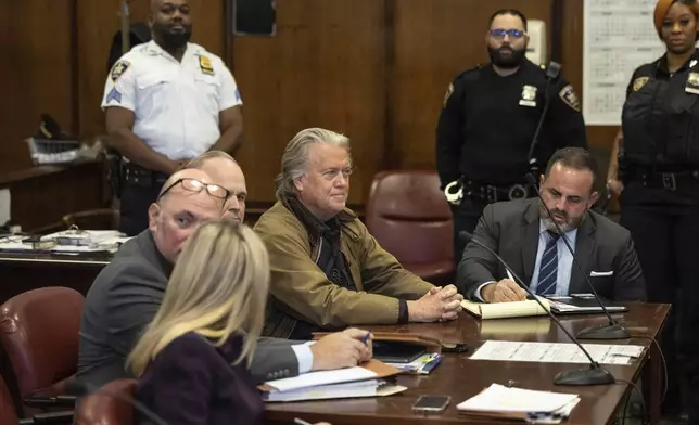 Steve Bannon appears in Manhattan criminal court in New York, Tuesday, Nov. 12, 2024. (AP Photo/Yuki Iwamura)