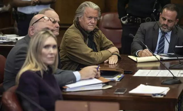 Steve Bannon appears in Manhattan criminal court in New York, Tuesday, Nov. 12, 2024. (AP Photo/Yuki Iwamura)