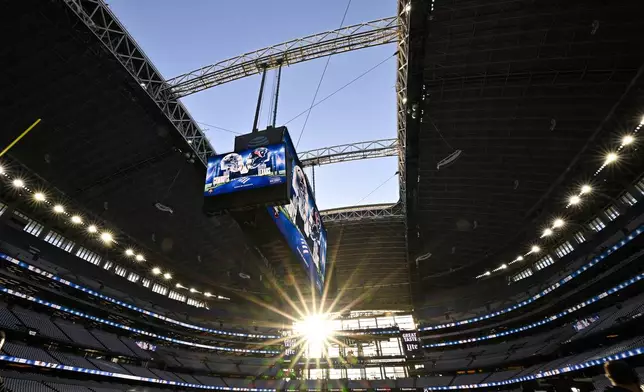 The roof is seen open at AT&amp;T Stadium prior to an NFL football game between the Dallas Cowboys and the Houston Texans, Monday, Nov. 18, 2024, in Arlington. (AP Photo/Jerome Miron)