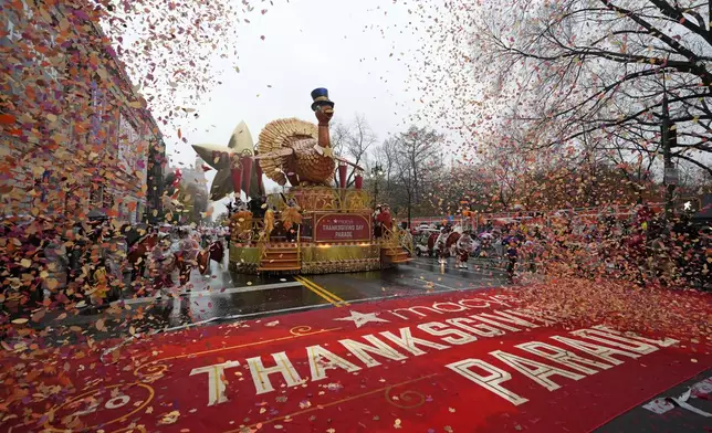 The Tom Turkey float rides in the Macy's Thanksgiving Day Parade, Thursday, Nov. 28, 2024, in New York. (Photo by Charles Sykes/Invision/AP)