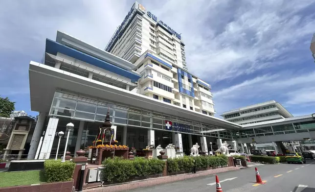 This photo shows the exterior of Bangkok Hospital, in Bangkok, Thailand, Thursday, Nov. 21, 2024. (AP Photo/Sakchai Lalit)