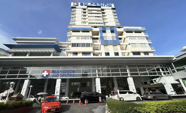 This photo shows the exterior of Bangkok Hospital, in Bangkok, Thailand, Friday, Nov. 22, 2024. (AP Photo/Sakchai Lalit)