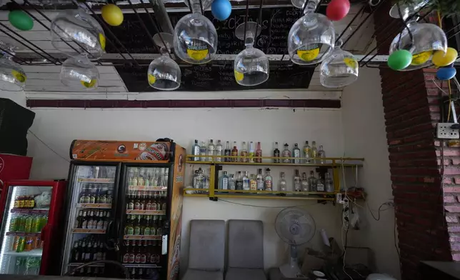 The empty bar of Nana Backpackers hostel in Vang Vieng, Laos, Friday, Nov. 22, 2024. (AP Photo/Anupam Nath)