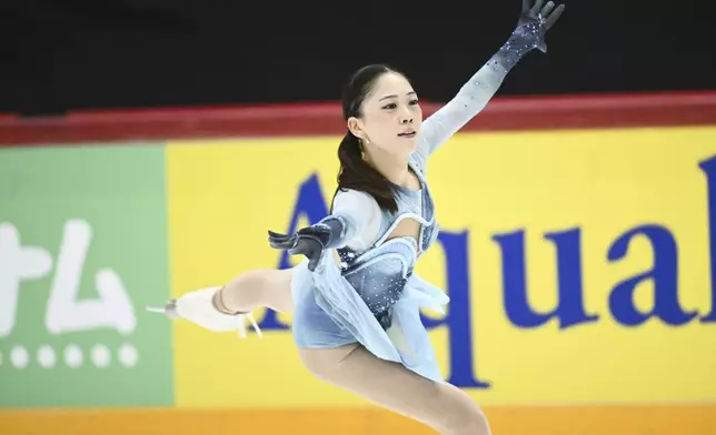 Hana Yoshida of Japan performs during the women's short program at the international figure skating competition Finlandia Trophy in Helsinki, Friday, Nov. 15, 2024. (Mikko Stig/Lehtikuva via AP)