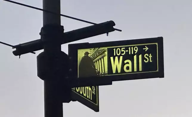A sign marking the intersection of Wall Street and South Street is shown in New York's Financial District on Tuesday, Nov. 26 2024. (AP Photo/Peter Morgan)