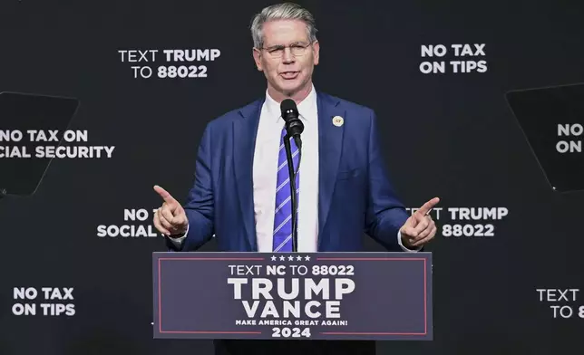 FILE - Investor Scott Bessent speaks on the economy in Asheville, N.C., Aug. 14, 2024. (AP Photo/Matt Kelley, File)