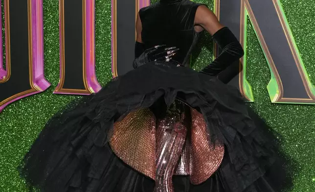 Cynthia Erivo poses for photographers upon arrival at the premiere of the film 'Wicked' on Monday, Nov. 18, 2024, in London. (Photo by Scott A Garfitt/Invision/AP)