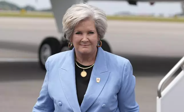 FILE - Trump co-campaign manager Susie Wiles is seen at Nashville International Airport as Republican presidential candidate former President Donald Trump arrives, July 27, 2024, in Nashville, Tenn. (AP Photo/Alex Brandon, File)